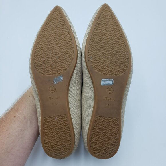 VIVAIA Flamingo Pointed Toe Flats 41.5 Womens Ballet Toe Slip On Almond Tan - Picture 8 of 9